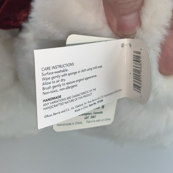 Russ Berrie Tic Toc Christmas Mouse w /Tags Festive Red Bow White Pink - Picture 9 of 9